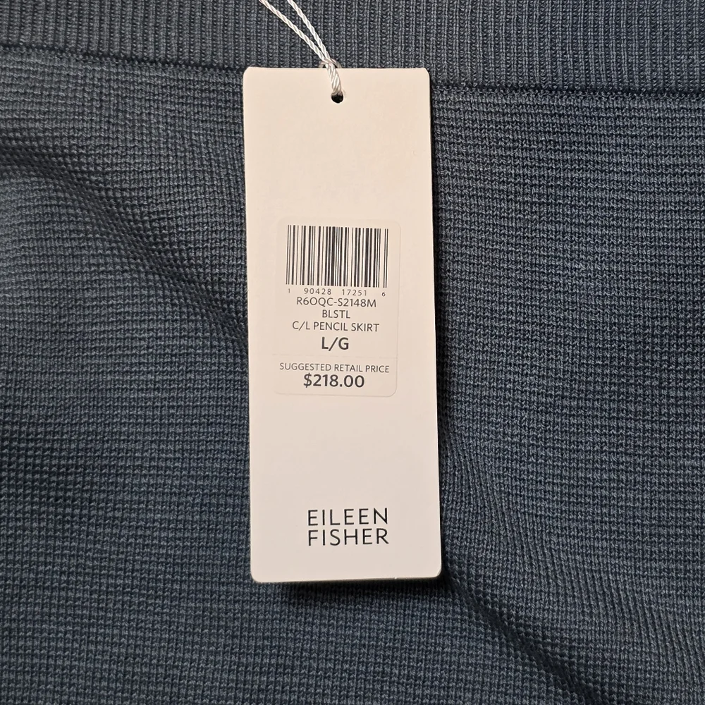 NWT Eileen Fisher Women's Silk Organic Cotton Midi Pencil Skirt Large